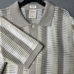 Massive Luxury Knit Crochet Polo Shirt size M new with tags‎